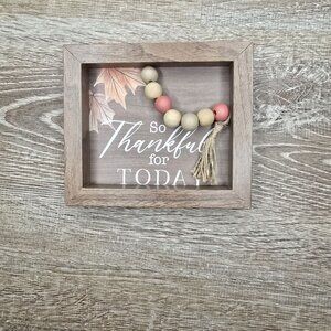 Decorative Wooden Thanksgiving Sign With Beaded Tassel
